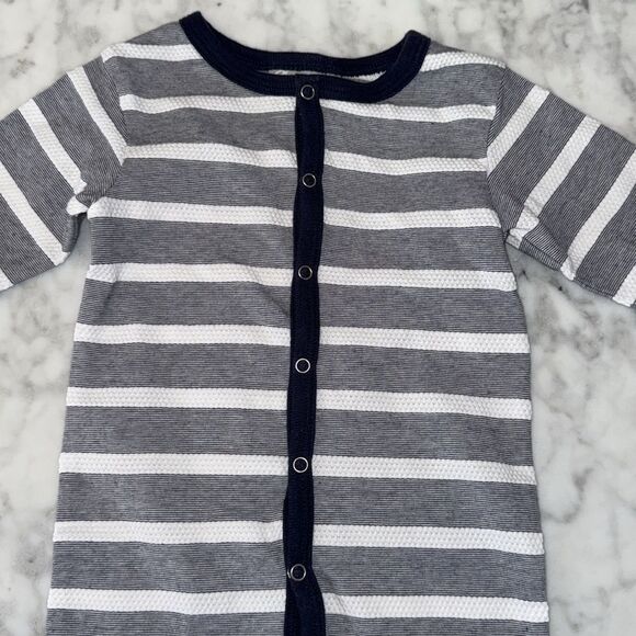 Coccoli Striped Gray, White & Blue Footie - Picture 3 of 4